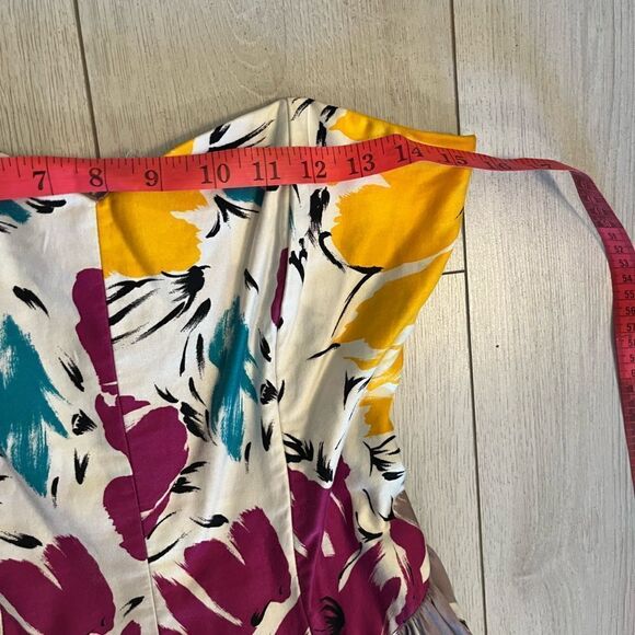 Vintage 80s sweetheart strapless drop waist cotton dress - Picture 12 of 16